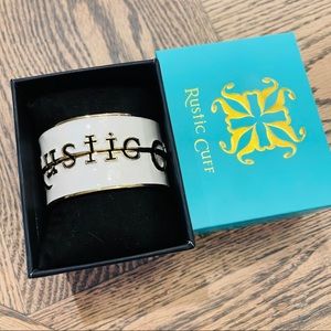 RUSTIC CUFF LOGO WHITE BRACELET STACK